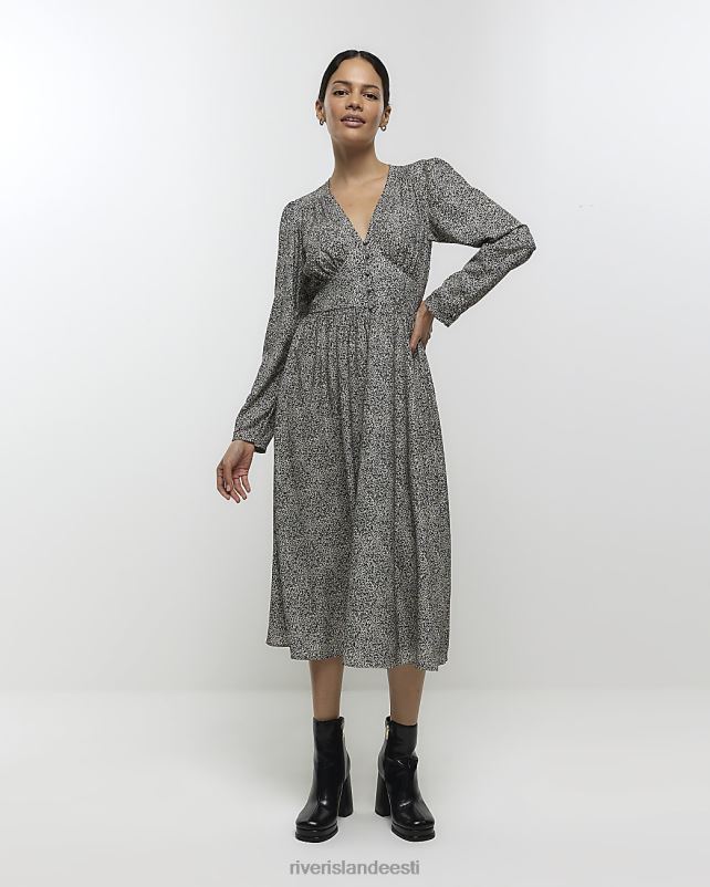 kehakate beež naised River Island loomamustriga swing midi kleit 44TLL4216