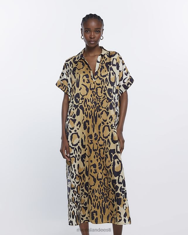 kehakate beež naised River Island loomamustriga vahetustega midikleit 44TLL1527