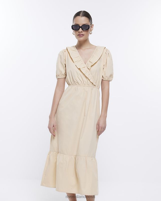 kehakate beež naised River Island puhvis varrukatega midikleit 44TLL1690