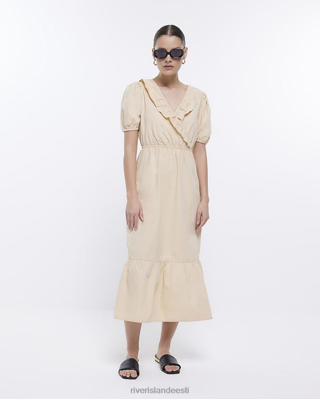 kehakate beež naised River Island puhvis varrukatega midikleit 44TLL1690