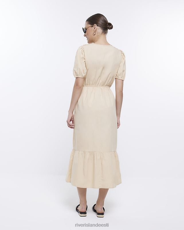 kehakate beež naised River Island puhvis varrukatega midikleit 44TLL1690