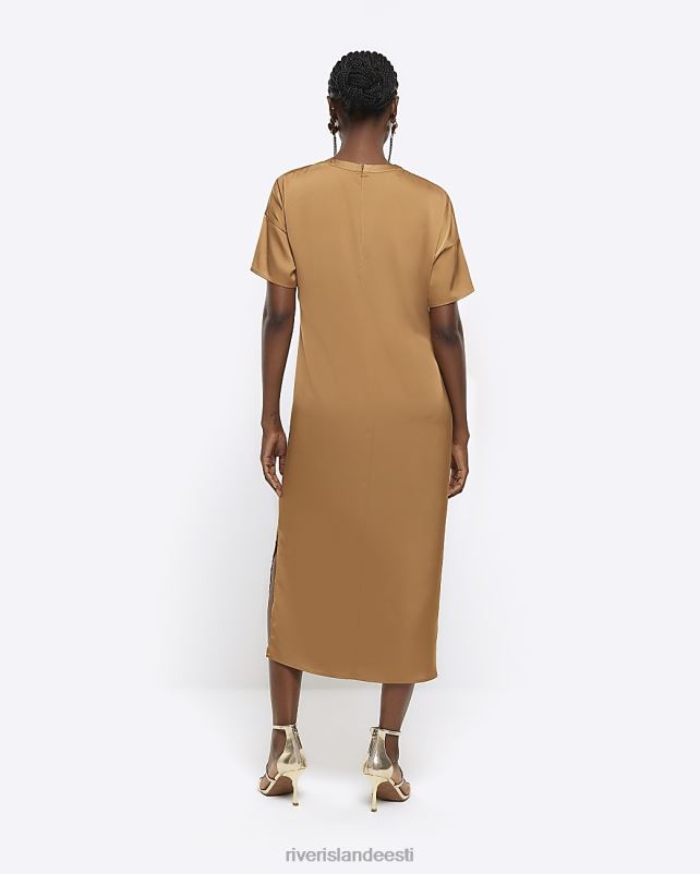 kehakate beež naised River Island satiinist sõlme detail shift midi kleit 44TLL1328