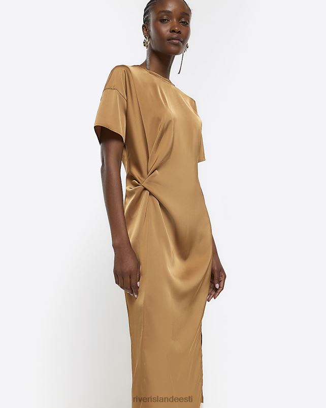 kehakate beež naised River Island satiinist sõlme detail shift midi kleit 44TLL1328