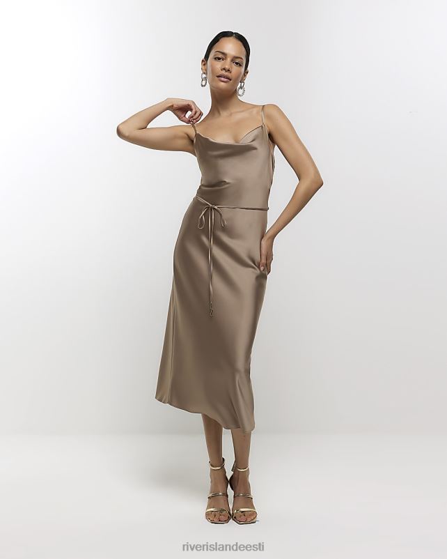 kehakate beež naised River Island satiinist slip midi kleit 44TLL1011
