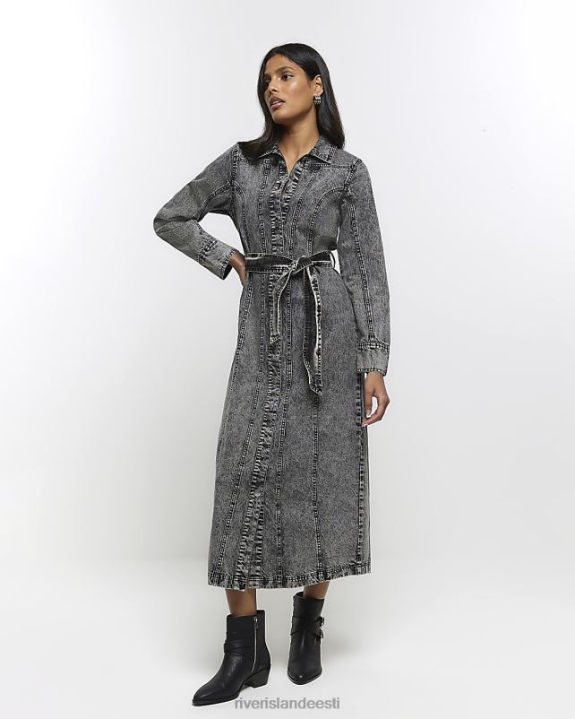 kehakate hall naised River Island teksarihmaga midisärkkleit 44TLL4257