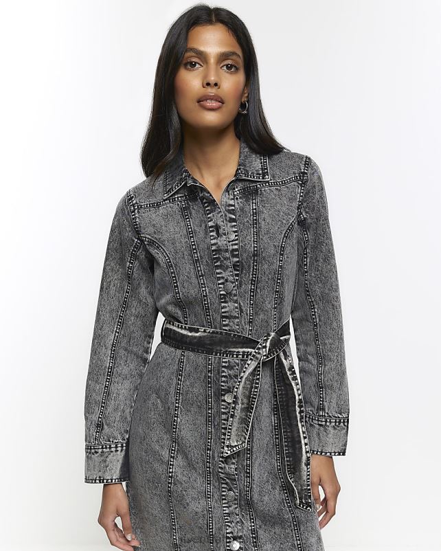 kehakate hall naised River Island teksarihmaga midisärkkleit 44TLL4257