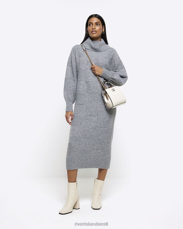 kehakate hall naised River Island tekstuuriga rullkaelusega midikleit 44TLL3835