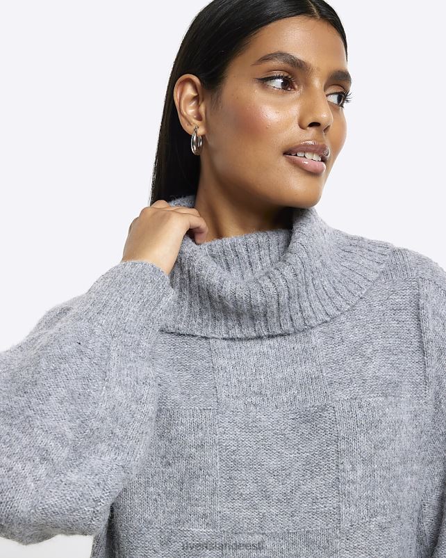 kehakate hall naised River Island tekstuuriga rullkaelusega midikleit 44TLL3835