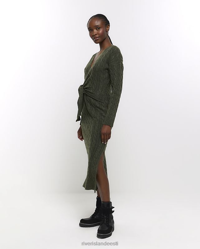 kehakate khaki naised River Island kaabliga kootud kampsun midi kleit 44TLL246