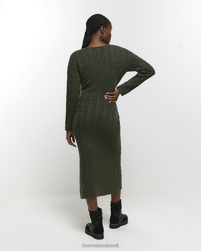 kehakate khaki naised River Island kaabliga kootud kampsun midi kleit 44TLL246