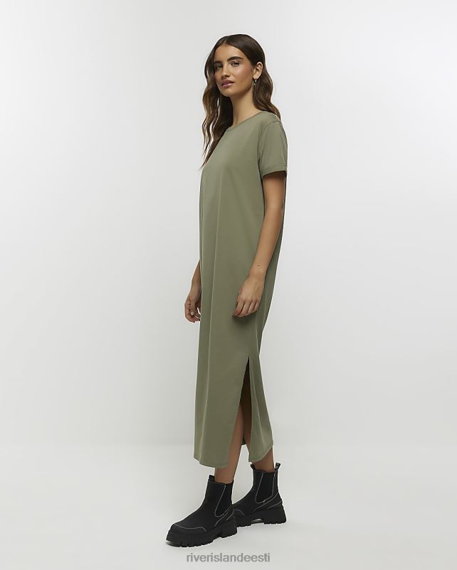 kehakate khaki naised River Island lühikeste varrukatega t-särk midi kleit 44TLL1175