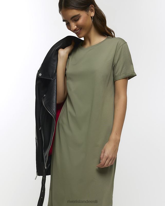 kehakate khaki naised River Island lühikeste varrukatega t-särk midi kleit 44TLL1175