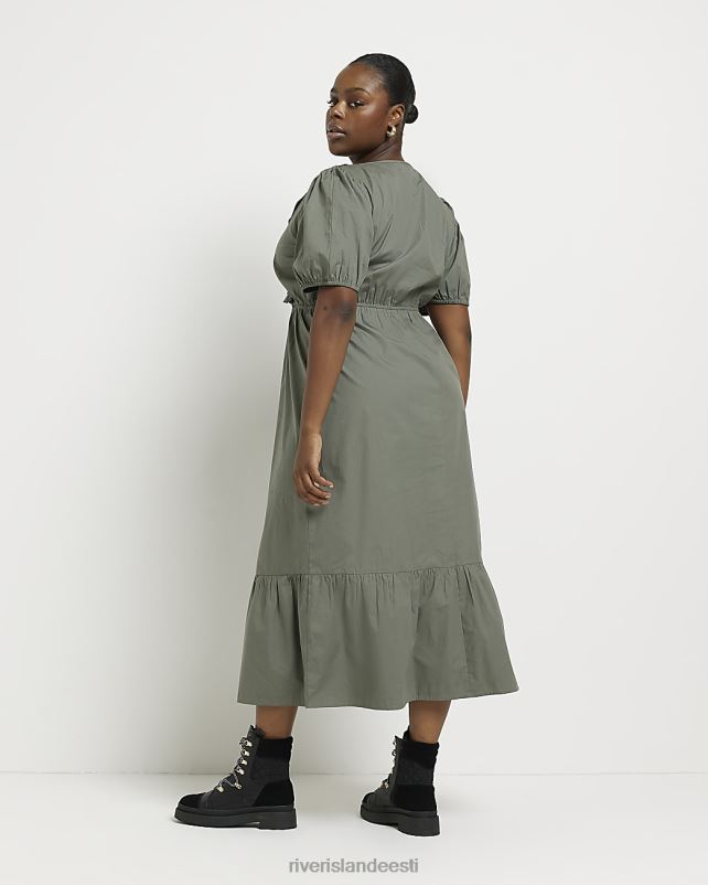 kehakate khaki naised River Island pluss wrap midi kleit 44TLL5177