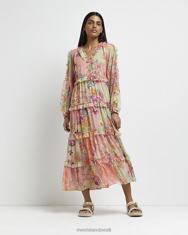 kehakate kollane naised River Island lilleline smock midi kleit 44TLL5013