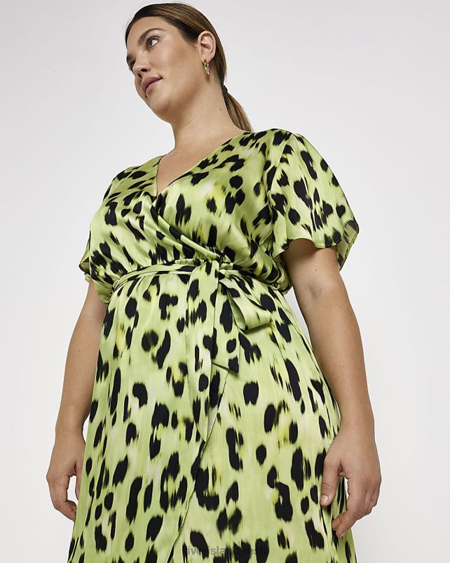 kehakate kollane naised River Island pluss loomamustriga ümbrisega midikleit 44TLL5199