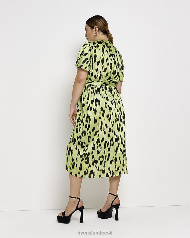 kehakate kollane naised River Island pluss loomamustriga ümbrisega midikleit 44TLL5199