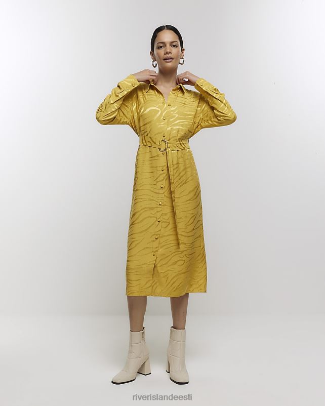 kehakate kollane naised River Island rihmaga midi särk kleit 44TLL4164