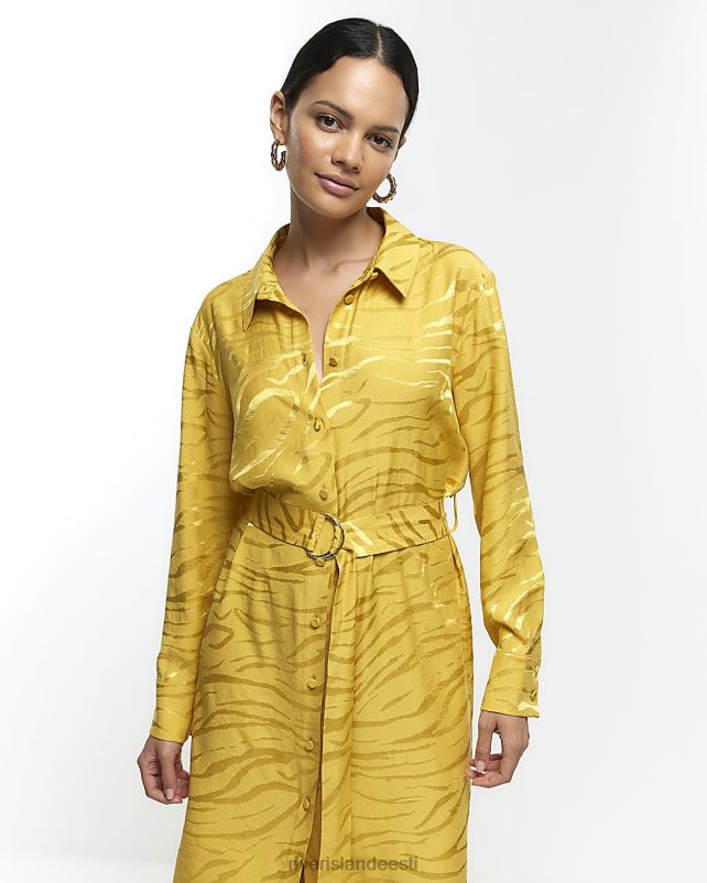 kehakate kollane naised River Island rihmaga midi särk kleit 44TLL4164