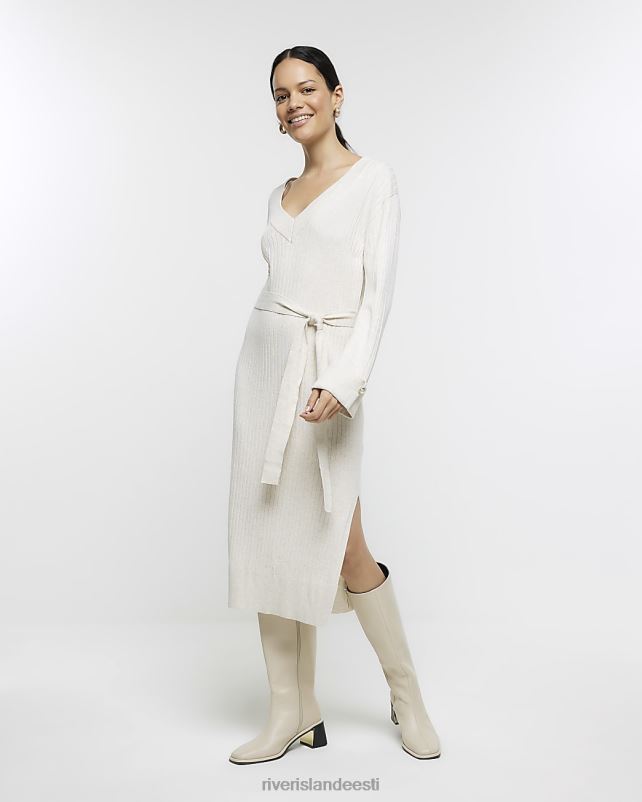 kehakate kreem naised River Island kootud vööga džemperiga midikleit 44TLL3772