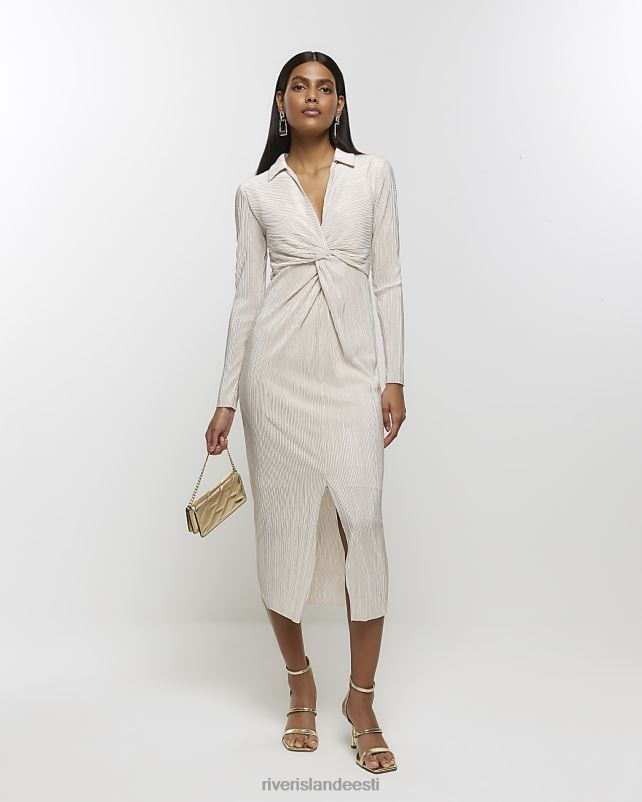 kehakate kreem naised River Island plisse twist bodycon midi kleit 44TLL509
