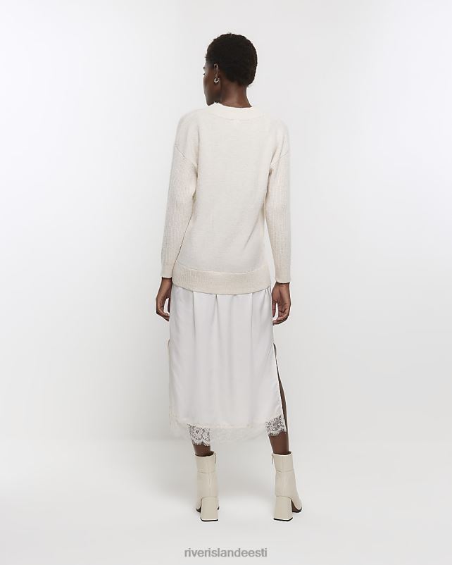 kehakate kreem naised River Island satiinist džemperiga midikleit 44TLL183
