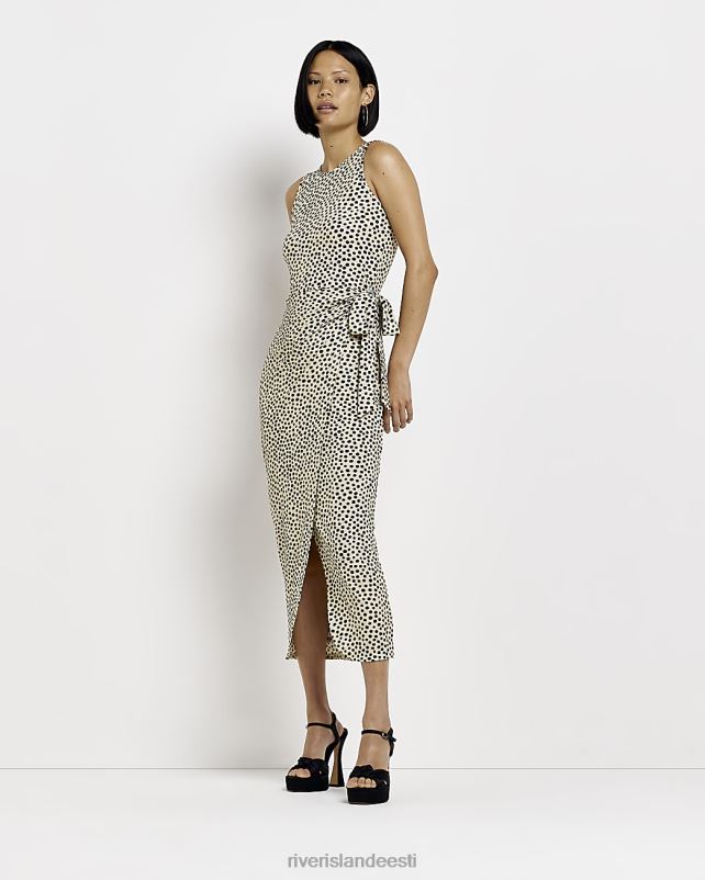 kehakate kreem naised River Island spot wrap midi kleit 44TLL1647
