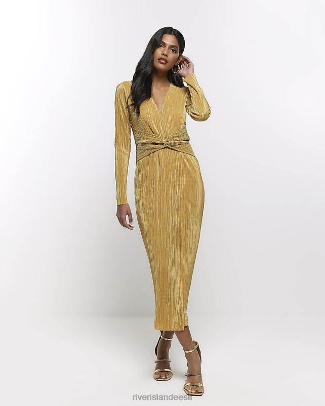 kehakate kullast naised River Island ees twist plunge plisse midi kleit 44TLL260