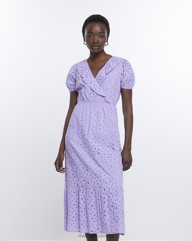 kehakate lilla naised River Island brodeire wrap midi kleit 44TLL1849