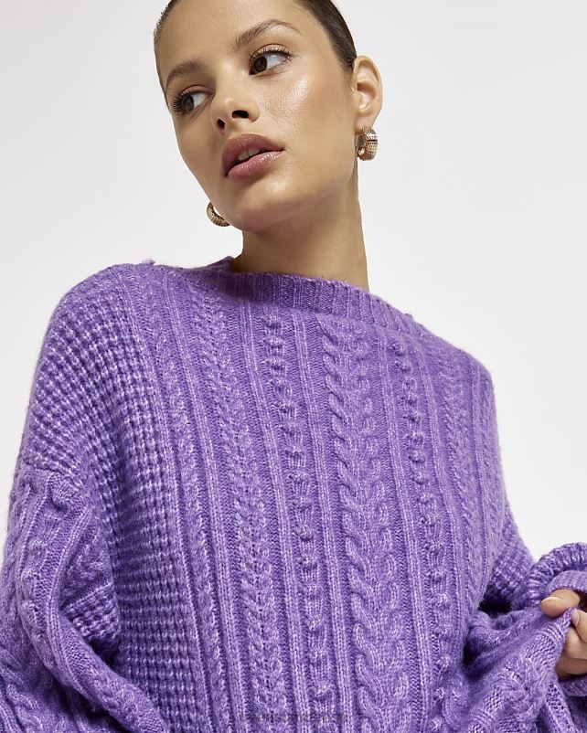 kehakate lilla naised River Island koo kaabliga džemprid midi kleit 44TLL4955