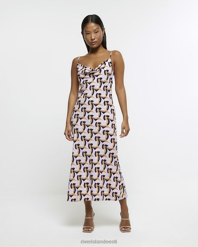 kehakate lilla naised River Island peenike geomeetriline vibuga midikleit 44TLL2286