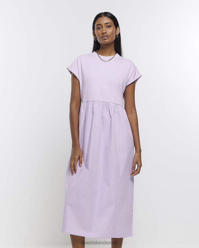 kehakate lilla naised River Island popliinist t-särgist midikleit 44TLL1646