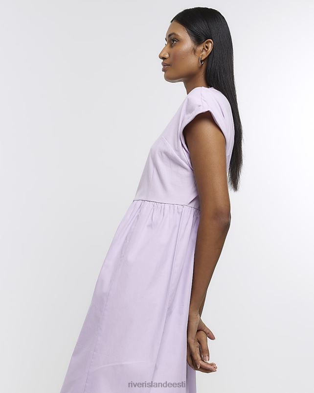 kehakate lilla naised River Island popliinist t-särgist midikleit 44TLL1646