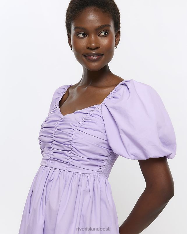 kehakate lilla naised River Island puhvis varrukatega smock midi kleit 44TLL1219