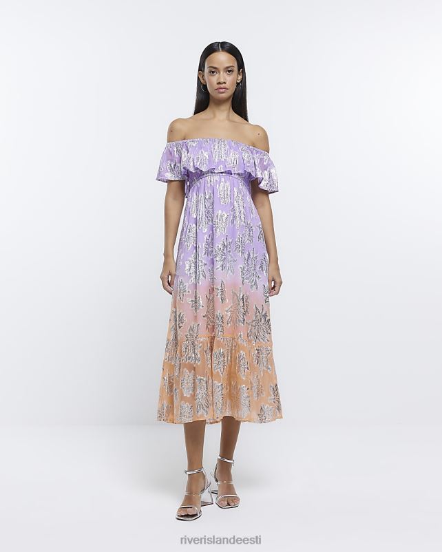 kehakate lilla naised River Island sasis detailiga bardot midikleit 44TLL4788