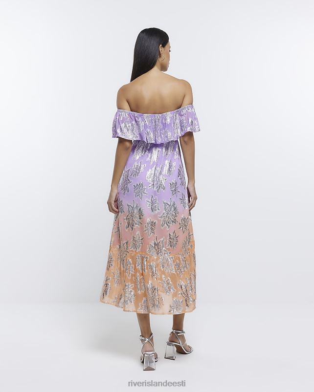 kehakate lilla naised River Island sasis detailiga bardot midikleit 44TLL4788