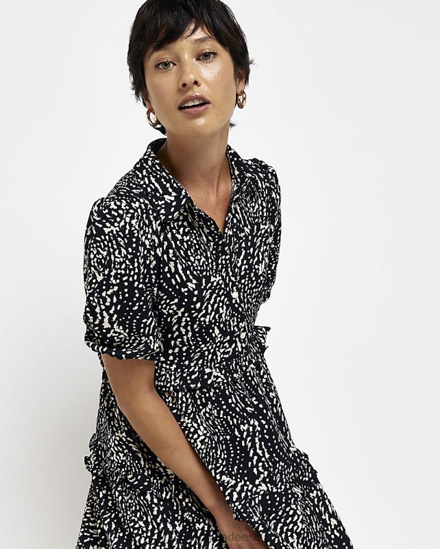 kehakate must naised River Island Petite loomade mustriga midi särk kleit 44TLL5316