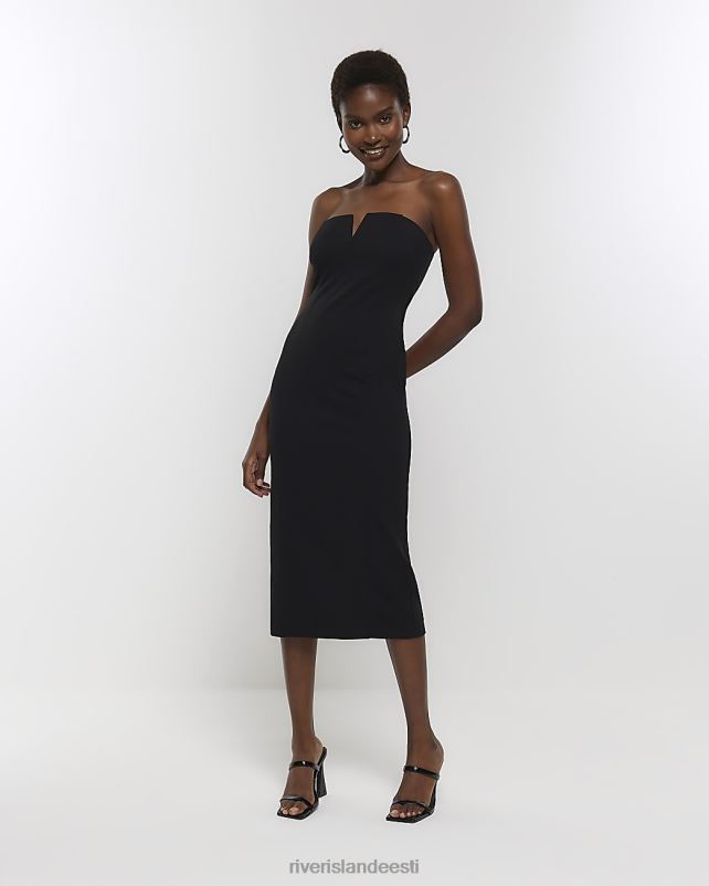 kehakate must naised River Island bandeau bodycon midi kleit 44TLL460