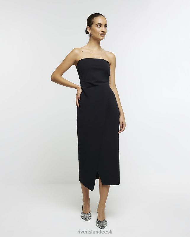 kehakate must naised River Island bandeau wrap midi kleit 44TLL3743