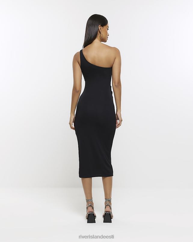 kehakate must naised River Island drape detail bodycon midi kleit 44TLL1386