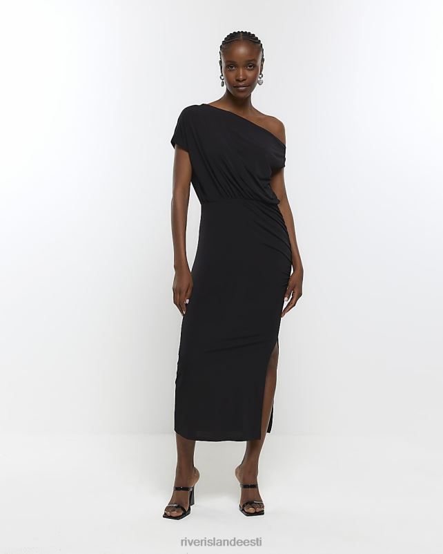 kehakate must naised River Island drape midi kleit 44TLL1091