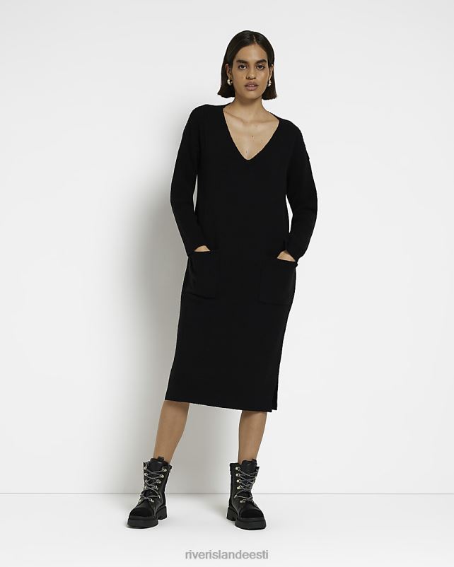 kehakate must naised River Island esitaskuga midikleit 44TLL1969