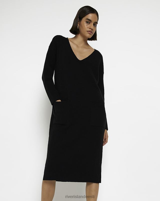 kehakate must naised River Island esitaskuga midikleit 44TLL1969