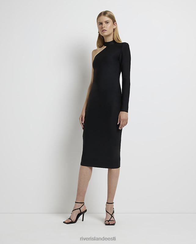 kehakate must naised River Island ühe õlaga midi bodycon kleit 44TLL564