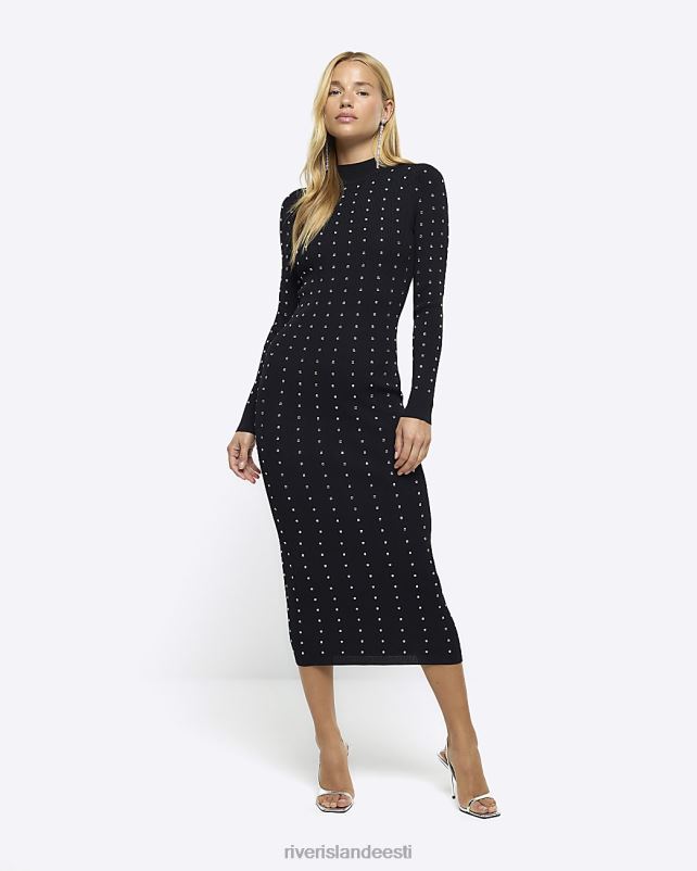 kehakate must naised River Island heatseal bodycon midi kleit 44TLL730