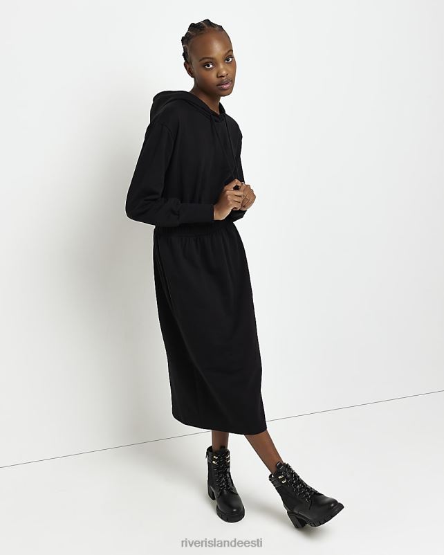 kehakate must naised River Island kapuutsiga dressipluus midi kleit 44TLL1922