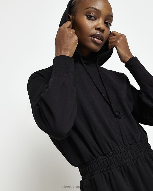 kehakate must naised River Island kapuutsiga dressipluus midi kleit 44TLL1922