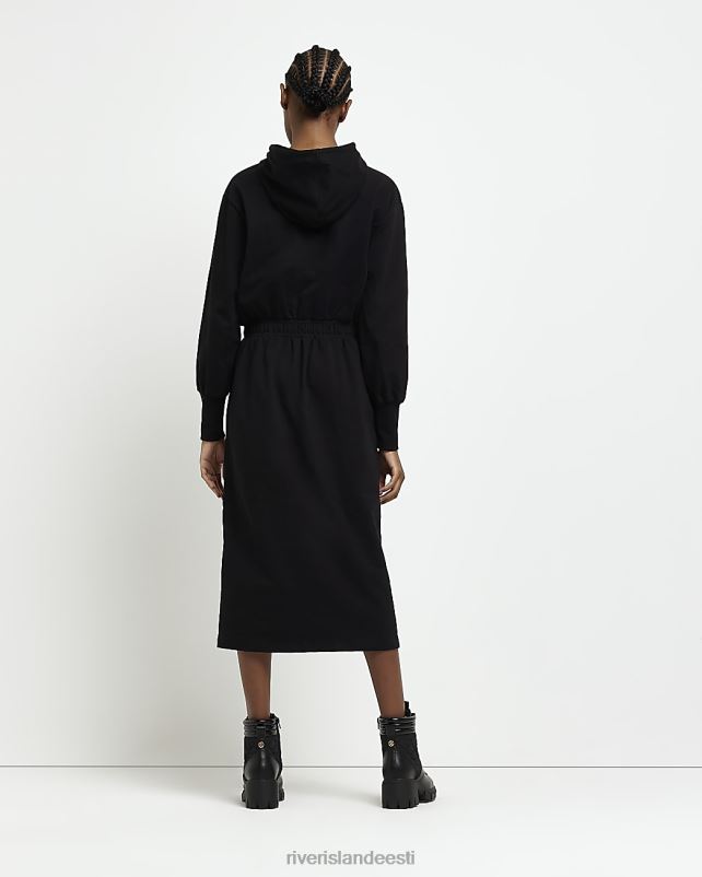 kehakate must naised River Island kapuutsiga dressipluus midi kleit 44TLL1922