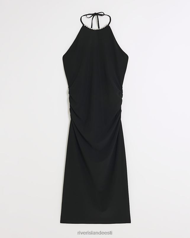 kehakate must naised River Island kaunistatud kaelusega bodycon midikleit 44TLL3942