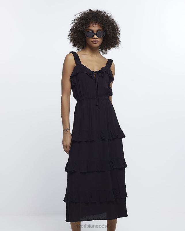 kehakate must naised River Island kihiline midi kleit 44TLL1704