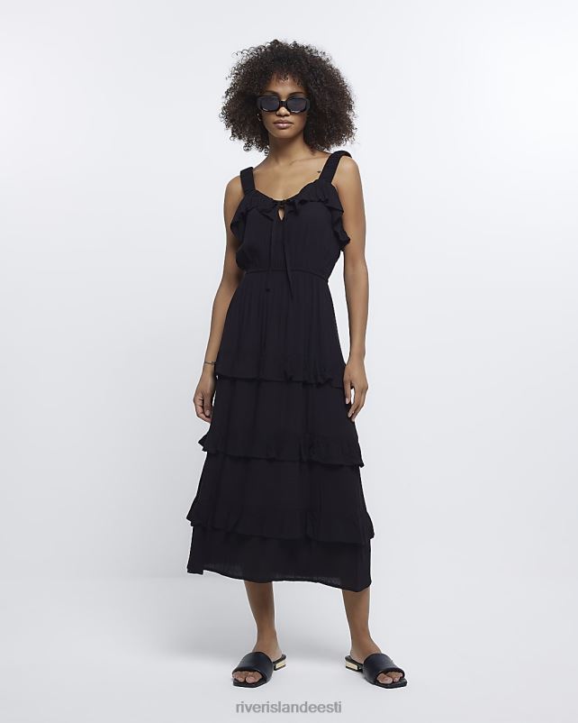 kehakate must naised River Island kihiline midi kleit 44TLL1704